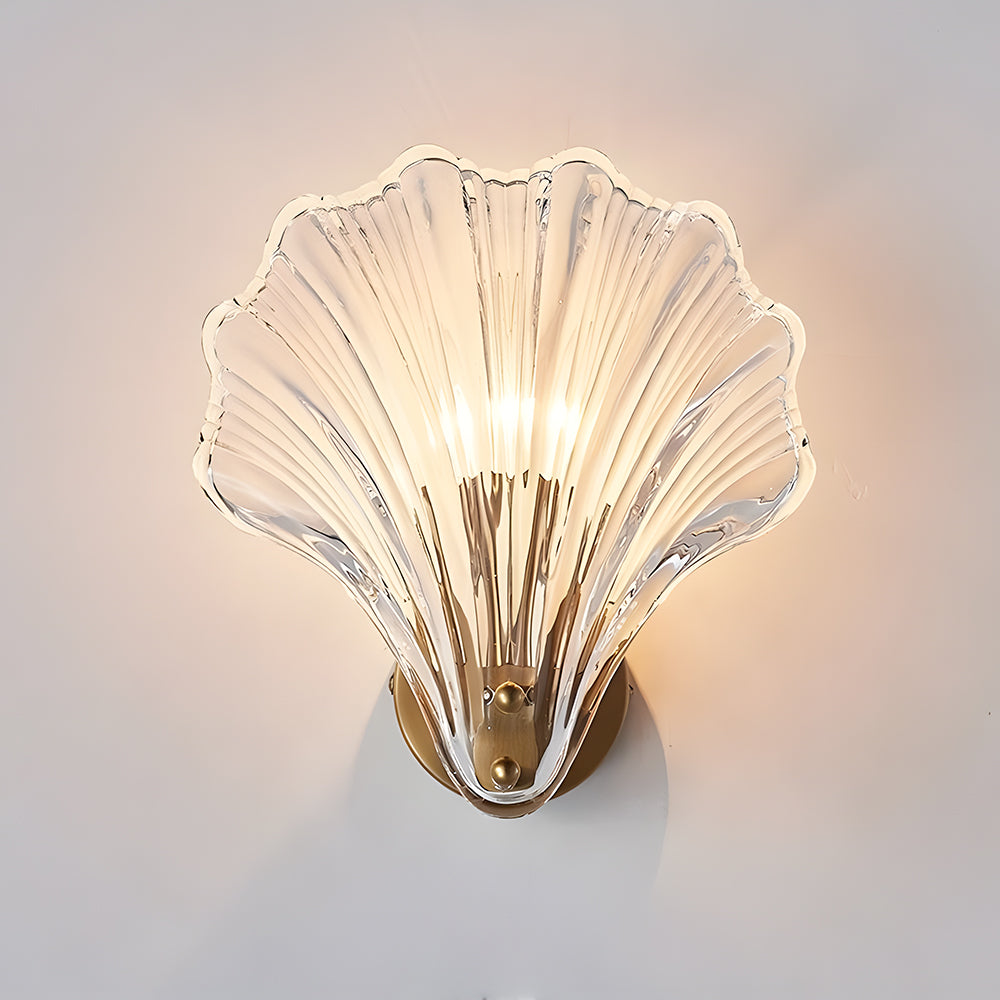 Wall Lamp Glass Shell 20.0 cm Gold Bedroom Hallway Coastal LED Accent Light | Thomler