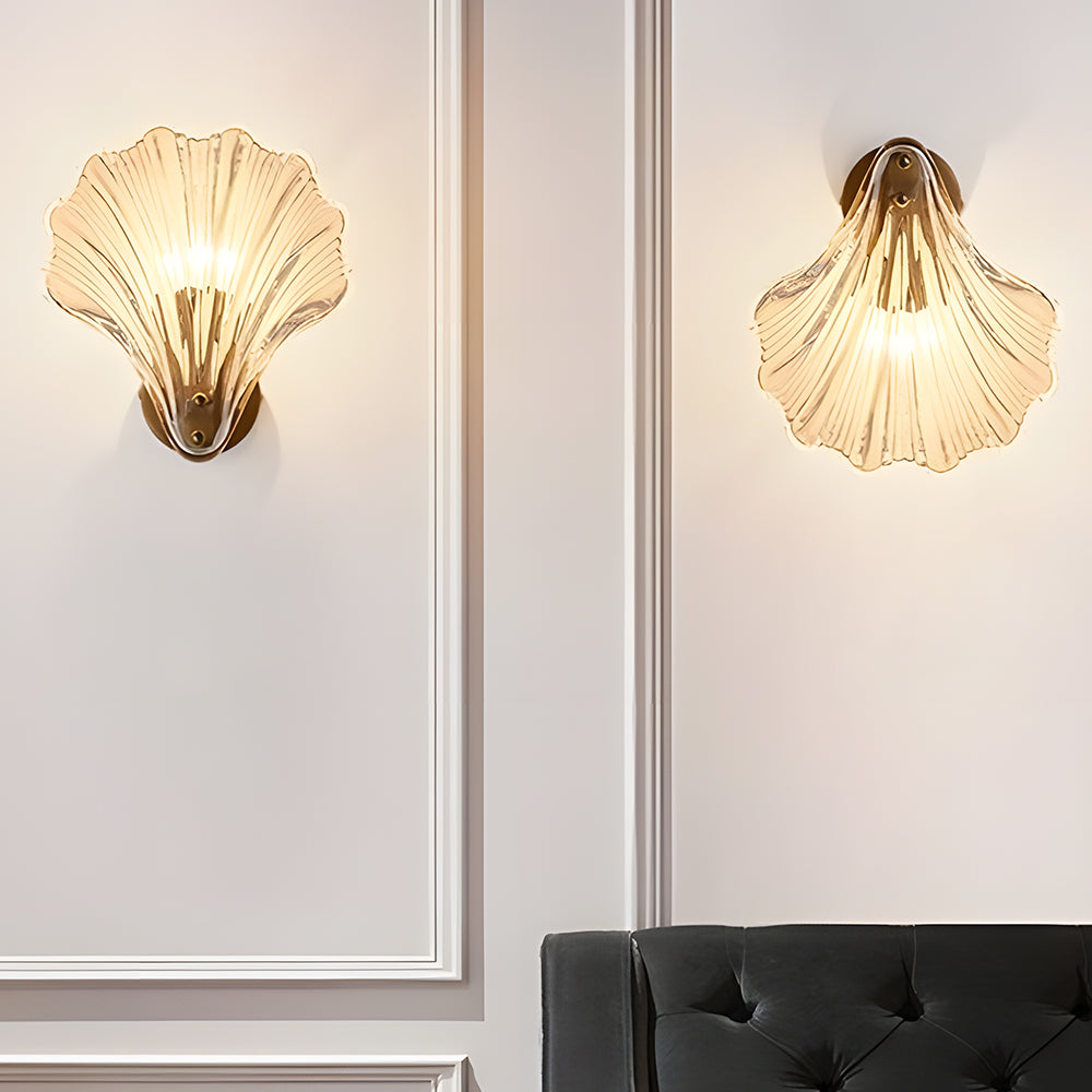 Wall Lamp Glass Shell 20.0 cm Gold Bedroom Hallway Coastal LED Accent Light | Thomler