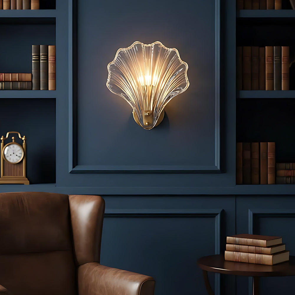 Wall Lamp Glass Shell 20.0 cm Gold Bedroom Hallway Coastal LED Accent Light | Thomler