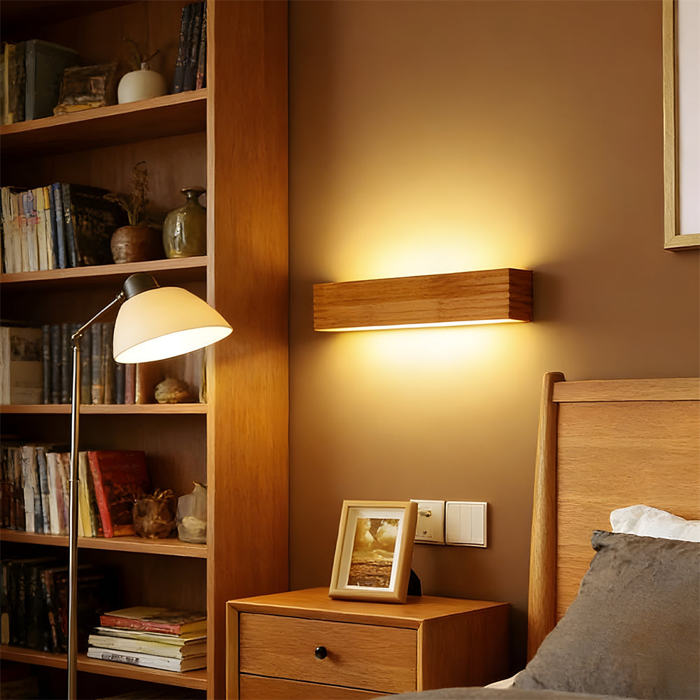 Wall Lamp Wood Acrylic E27 55.0 cm Bedroom Hallway Scandinavian Bedside Reading Light Nordic Indoor Fixture | Thomler