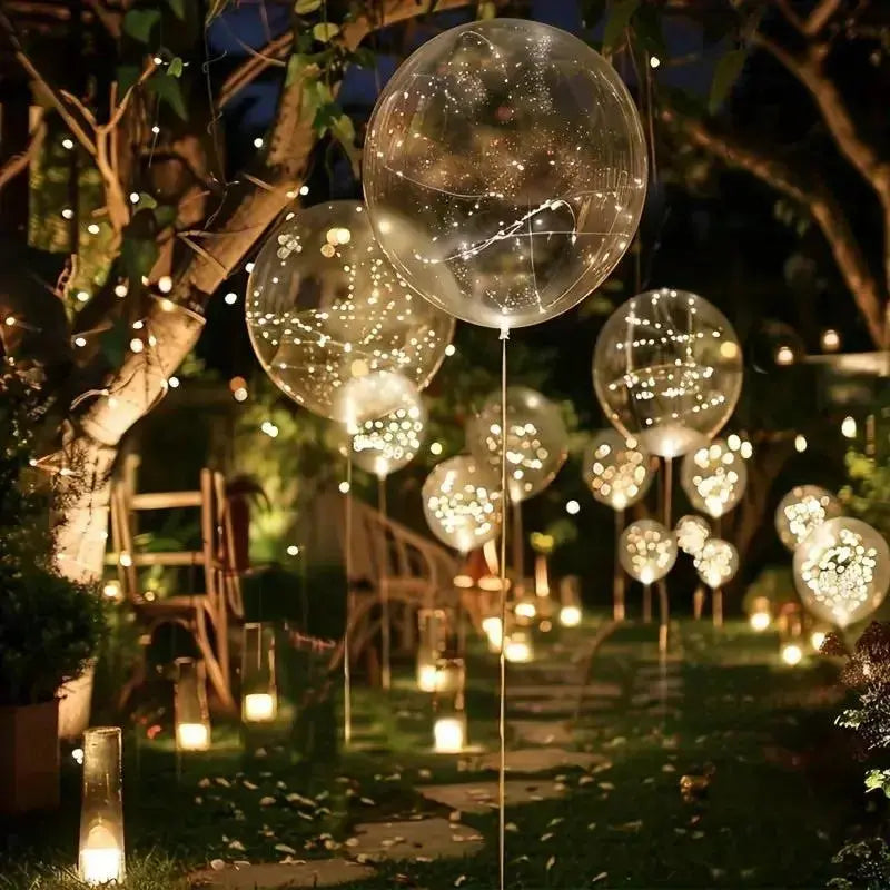 Illuminated Party Balloons 10-Pack Clear 18" LED String Light Battery Powered for Weddings Birthdays Indoor Outdoor Events Reusable Decor | Thomler
