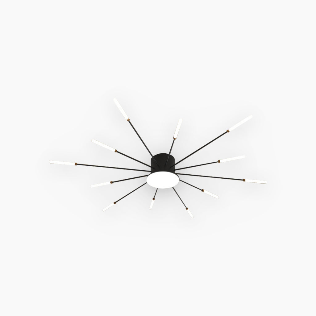Ceiling Light LED Aluminum 31.5 in Semi Flush Modern Black Gold Living Room Bedroom Dining Room Decorative Lighting | Thomler