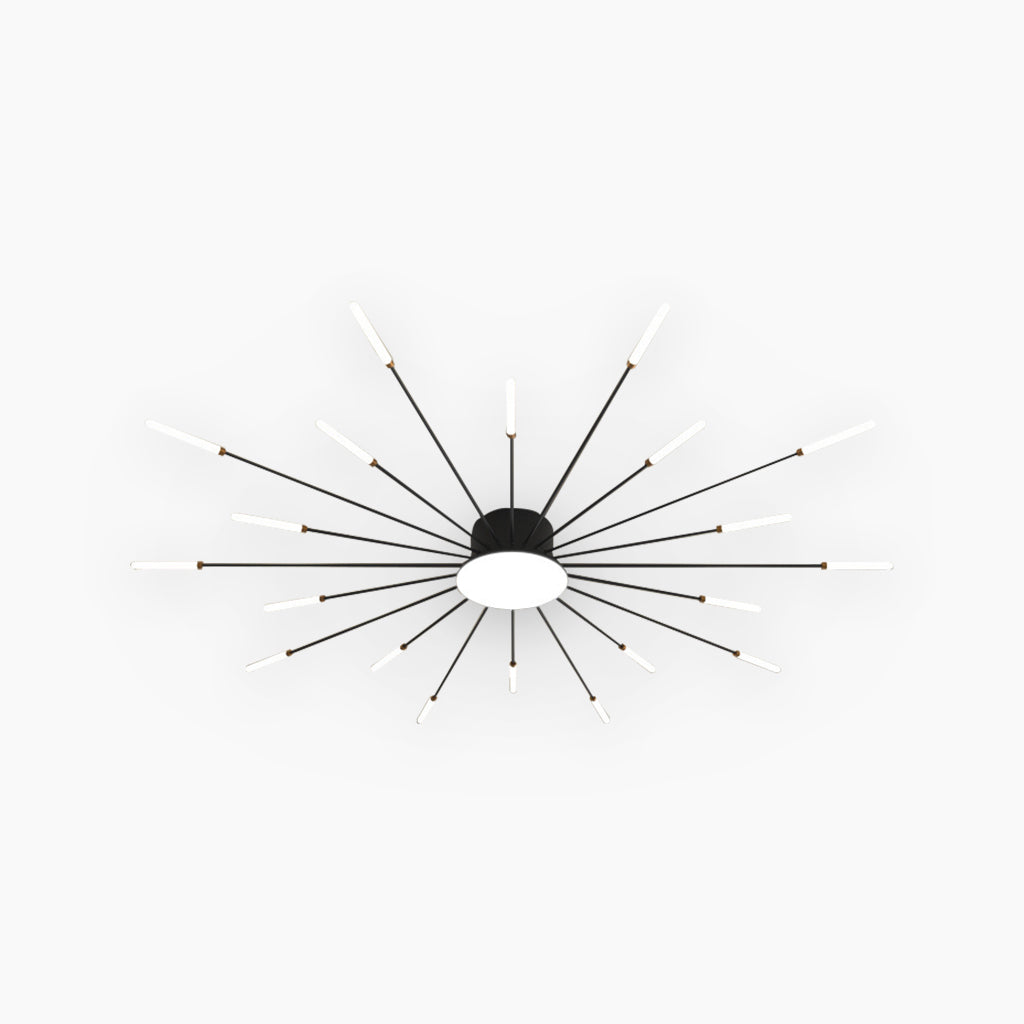 Ceiling Light LED Aluminum 31.5 in Semi Flush Modern Black Gold Living Room Bedroom Dining Room Decorative Lighting | Thomler