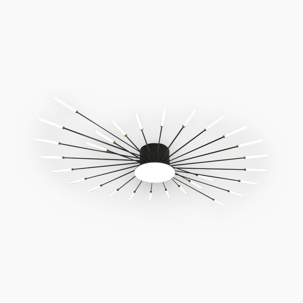 Ceiling Light LED Aluminum 31.5 in Semi Flush Modern Black Gold Living Room Bedroom Dining Room Decorative Lighting | Thomler