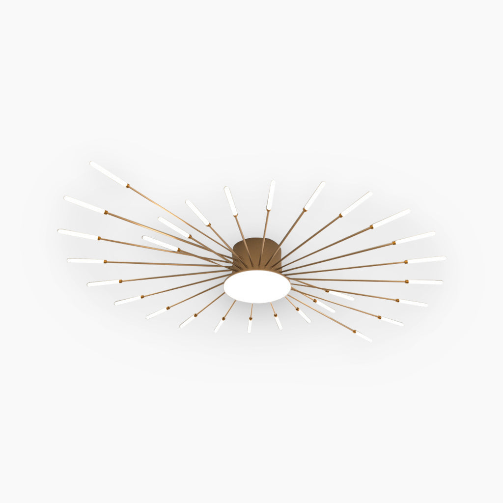 Ceiling Light LED Aluminum 31.5 in Semi Flush Modern Black Gold Living Room Bedroom Dining Room Decorative Lighting | Thomler