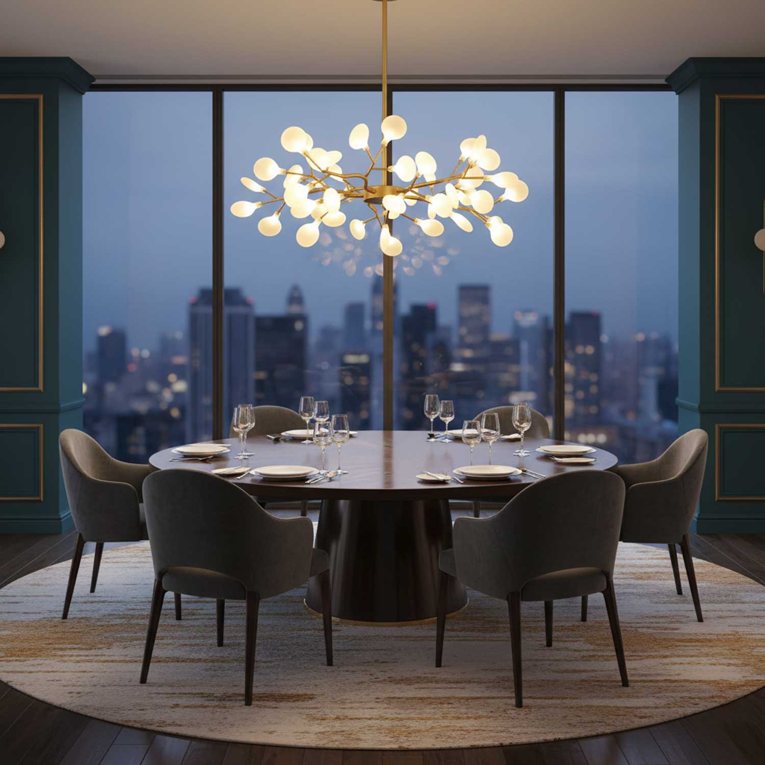 Modern LED Chandelier 40.6 in Acrylic Firefly Design White Indoor Ceiling Light Dining Living Room | Thomler