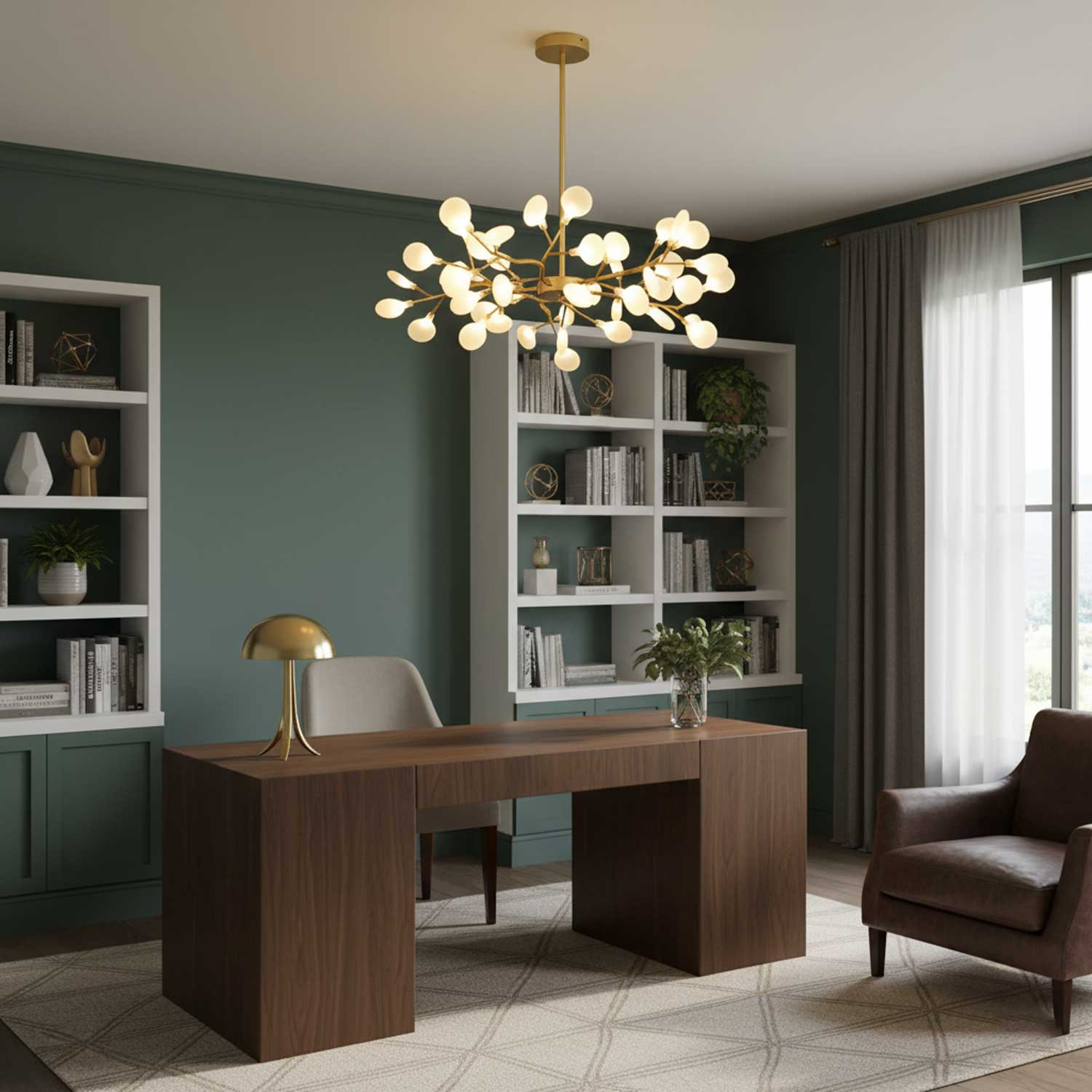 Modern LED Chandelier 40.6 in Acrylic Firefly Design White Indoor Ceiling Light Dining Living Room | Thomler