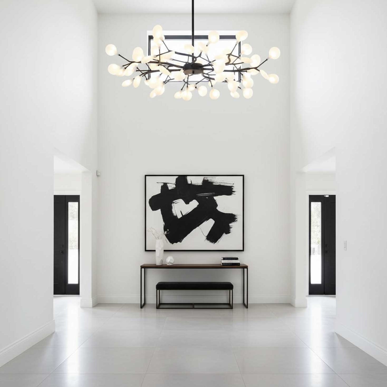 Modern LED Chandelier 40.6 in Acrylic Firefly Design White Indoor Ceiling Light Dining Living Room | Thomler