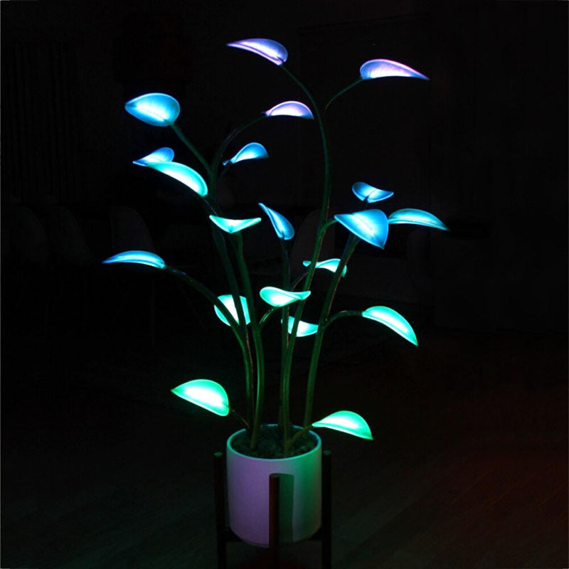 Color-Changing LED Plant Night Light for Bedroom, Living Room & Office – USB Powered Decorative Botanical Lamp with Auto Cycle Lighting | Thomler