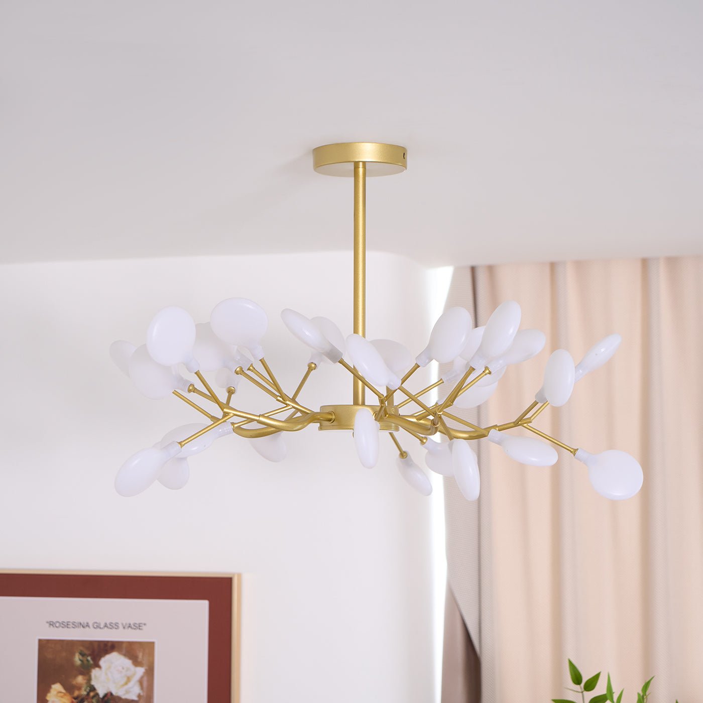 Pendant Light Metal Gold 80.0 cm LED White Acrylic Living Room Dining Room Ceiling Lamp Branching Modern Chandelier Scandinavian Luxury Interior Lighting | Thomler