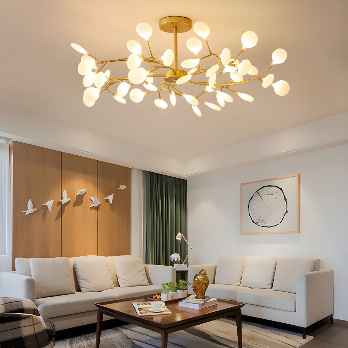 Modern LED Chandelier 40.6 in Acrylic Firefly Design White Indoor Ceiling Light Dining Living Room | Thomler