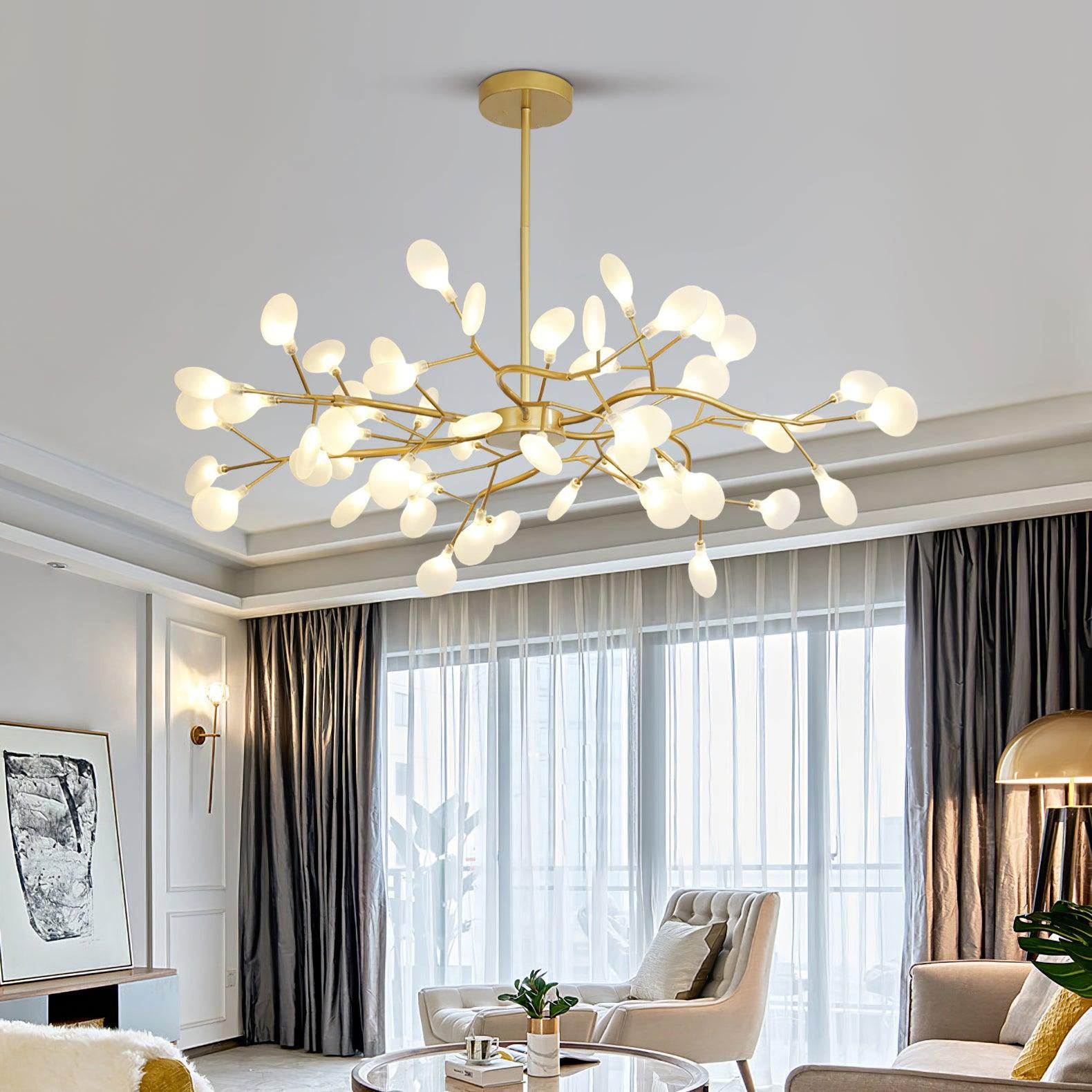 Modern LED Chandelier 40.6 in Acrylic Firefly Design White Indoor Ceiling Light Dining Living Room | Thomler