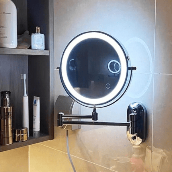 Mirror LED Magnifying 20.0 cm Rechargeable Dimmable Bathroom Makeup Vanity Cosmetic Wall Mirror | Thomler
