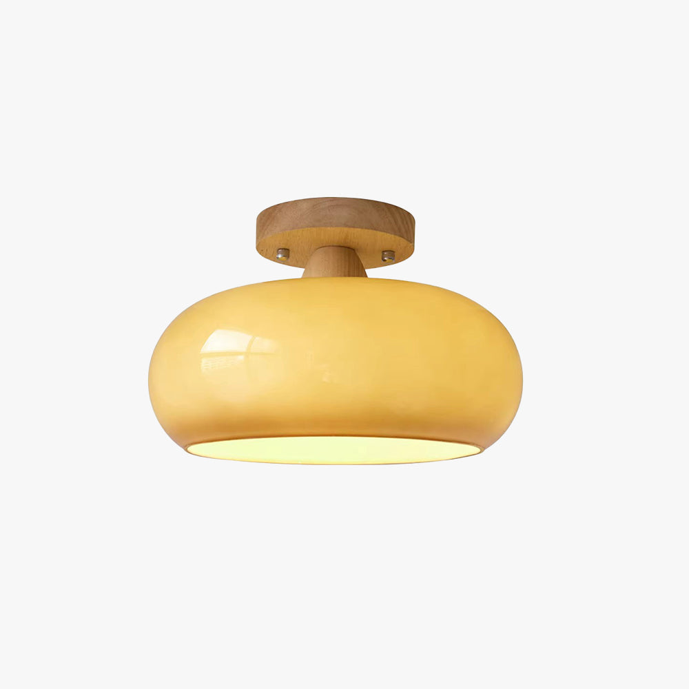 Recessed Wood Flush Mount Ceiling Light with Glass Shade for Living Room & Dining Room – Modern Indoor Lighting Fixture | Thomler