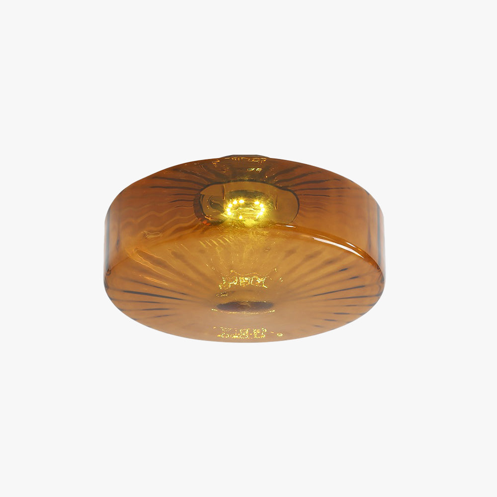 Sunburst Textured Flush Mount Light with Golden Amber Shade for Bedrooms & Hallways | Thomler