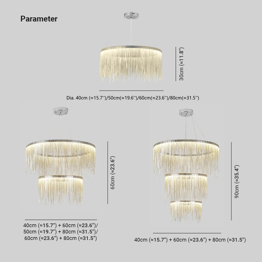 Waterfall Chain LED Chandelier Modern Metal Statement Light for Dining Room & Bedroom | Thomler