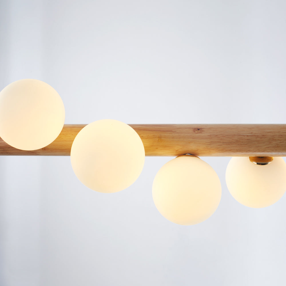 Bubble Glass Pendant Light with Wood Canopy – Modern Orb Ceiling Fixture for Dining Room & Living Room | Thomler