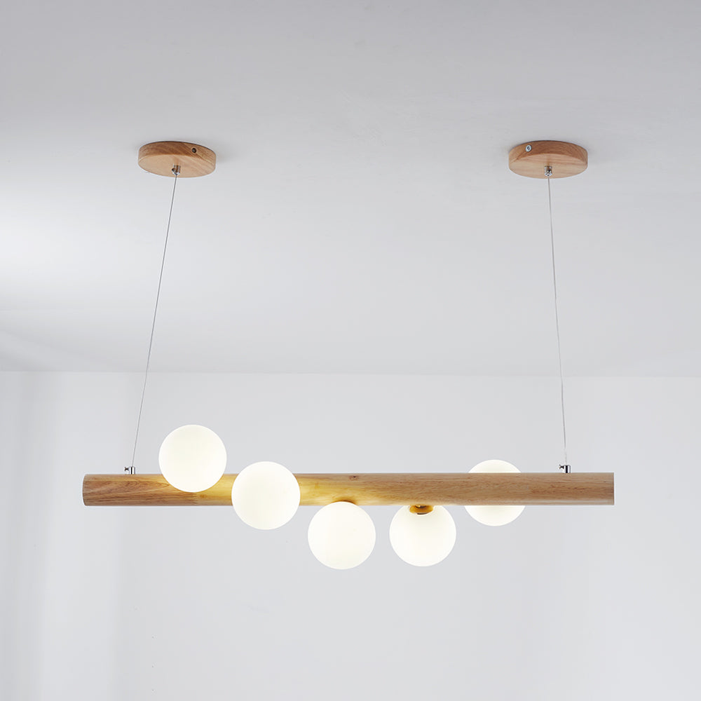 Bubble Glass Pendant Light with Wood Canopy – Modern Orb Ceiling Fixture for Dining Room & Living Room | Thomler