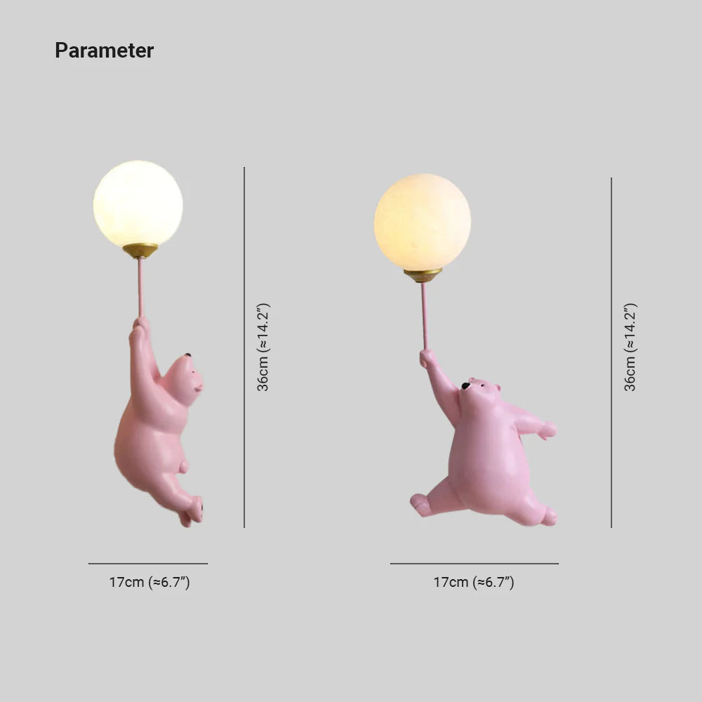 Bear-Shaped LED Reading Sconce with Tri-Color Lighting for Kids Room & Bedroom | Thomler