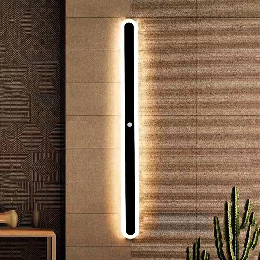 Waterproof LED Sconce Elongated Wall Mount Fixture for Exterior & Interior Spaces – Indoor Outdoor Lighting – Black Metal Acrylic Diffuser | Thomler