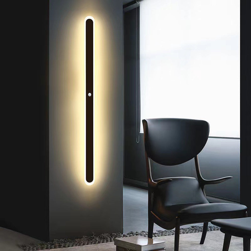 Waterproof LED Sconce Elongated Wall Mount Fixture for Exterior & Interior Spaces – Indoor Outdoor Lighting – Black Metal Acrylic Diffuser | Thomler