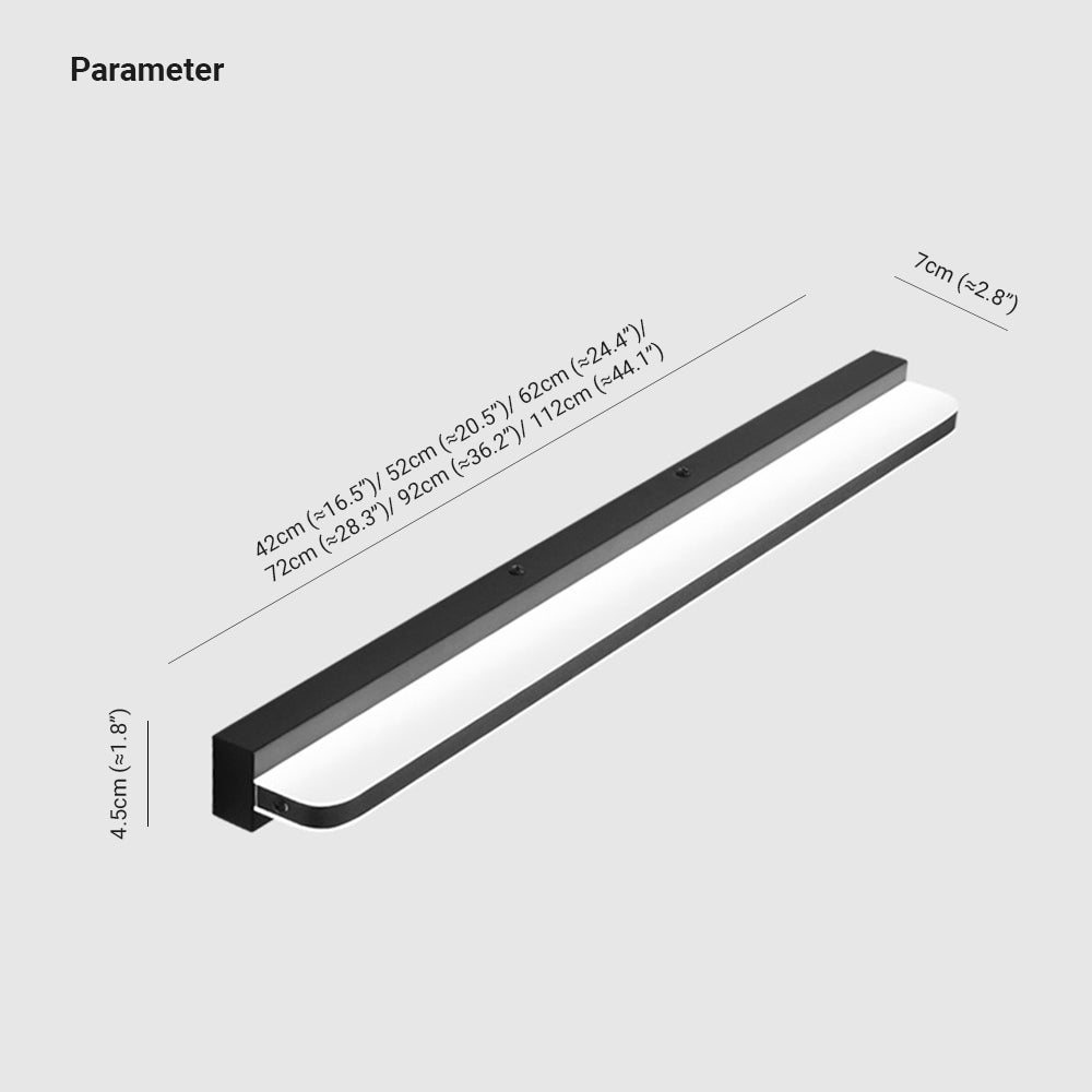Contemporary Rectangular LED Vanity Light Fixture for Bathroom & Bedroom | Modern Metal Sconce with Adjustable Color Temperature | Thomler