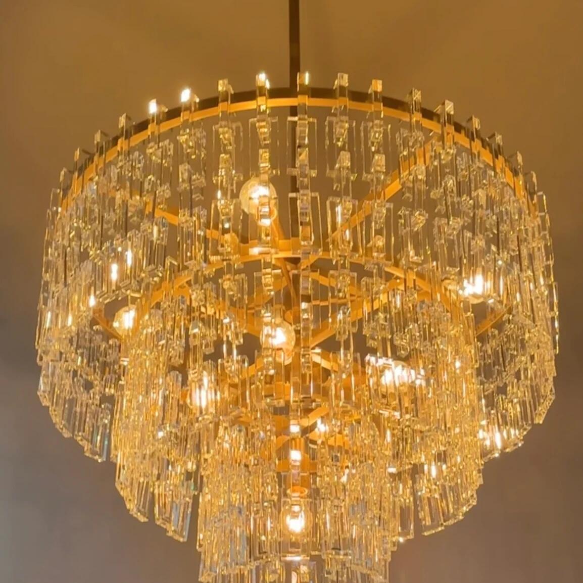Multi-Tiered Crystal Ring Chandelier with Glass Chain Links for Dining Rooms and Living Rooms 36 48 60 Inch | Thomler
