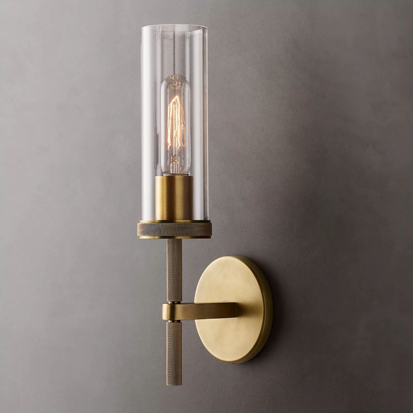 Crystal Wall Sconce Light Fixture Brass Finish for Bedroom Hallway Entryway Living Room Bathroom Vanity Hardwired Dimmable | Thomler