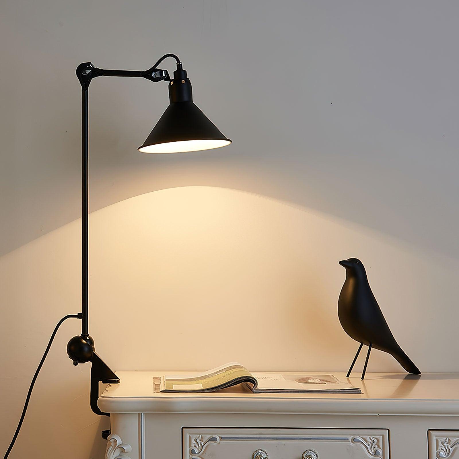 Desk Lamp Iron Adjustable Arm 8.3 in Clip On Black Task Lighting Workspace Reading Light Industrial | Thomler