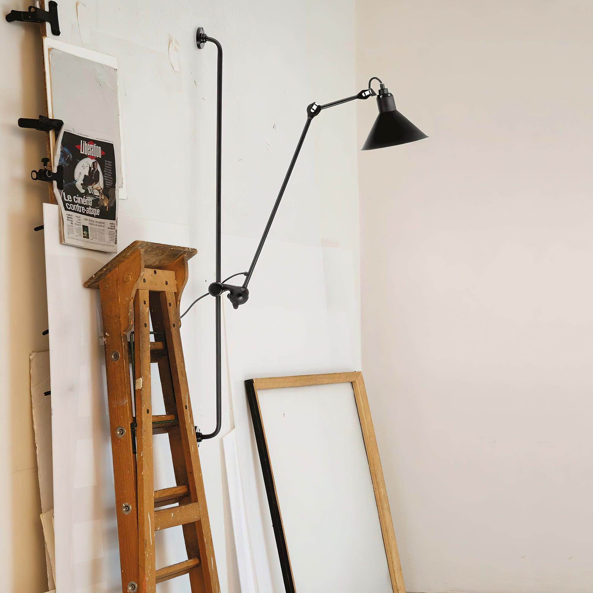 Articulating Swing Arm Sconce Matte Black 46.5 Inch Reach Bedside Reading Light for Bedroom Office Hallway Adjustable Wall-Mounted Task Lamp | Thomler
