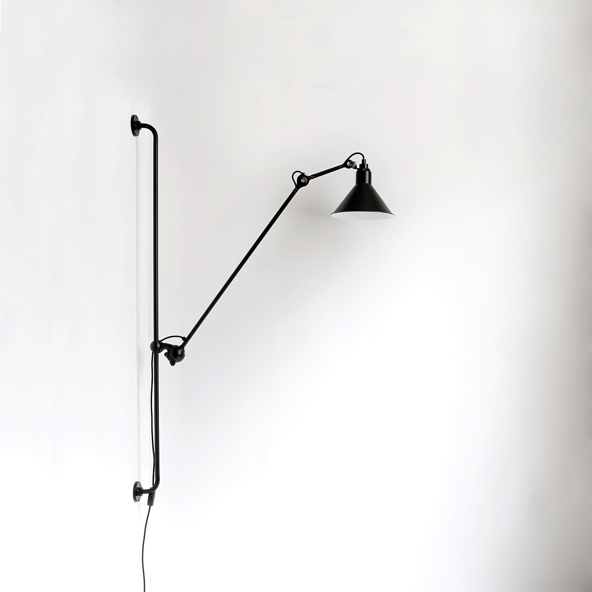 Articulating Swing Arm Sconce Matte Black 46.5 Inch Reach Bedside Reading Light for Bedroom Office Hallway Adjustable Wall-Mounted Task Lamp | Thomler