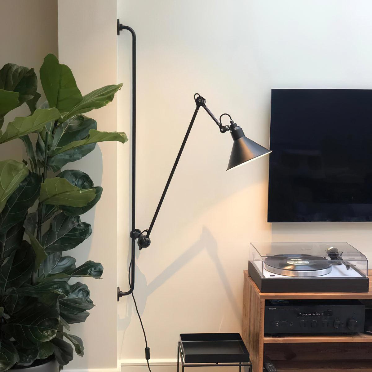 Articulating Swing Arm Sconce Matte Black 46.5 Inch Reach Bedside Reading Light for Bedroom Office Hallway Adjustable Wall-Mounted Task Lamp | Thomler