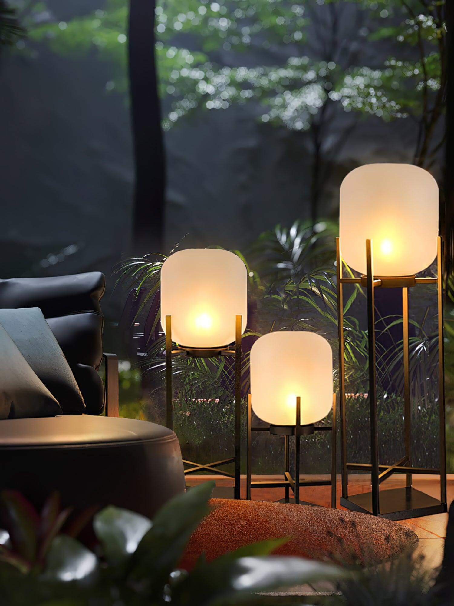 Outdoor Floor Lamp Stainless Steel LED 18.9 in Adjustable Garden Patio Lantern Warm Neutral Cool Light | Thomler