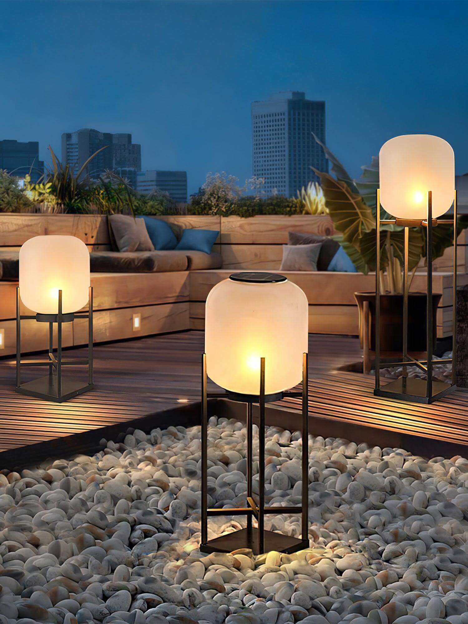 Outdoor Floor Lamp Stainless Steel LED 18.9 in Adjustable Garden Patio Lantern Warm Neutral Cool Light | Thomler