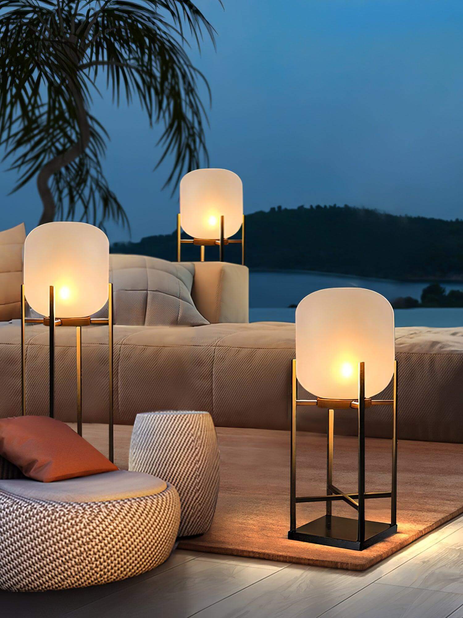 Outdoor Floor Lamp Stainless Steel LED 18.9 in Adjustable Garden Patio Lantern Warm Neutral Cool Light | Thomler