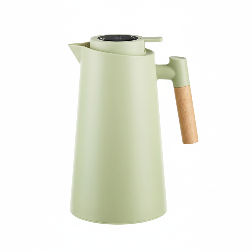 Insulated Stainless Steel Thermal Carafe with Built-In Temperature Display for Hot & Cold Drinks | Thomler