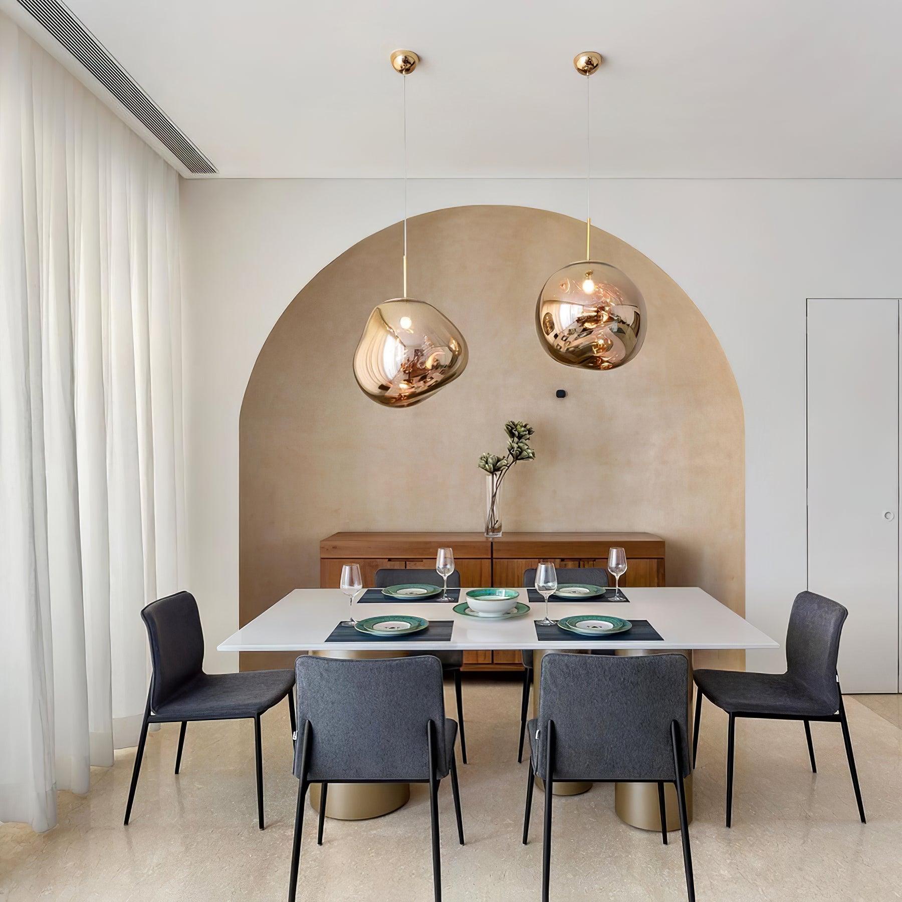 Pendant Lamp Metal 11 in Adjustable Ceiling Light Silver Gold Rose Gold Smoky Gray | Thomler