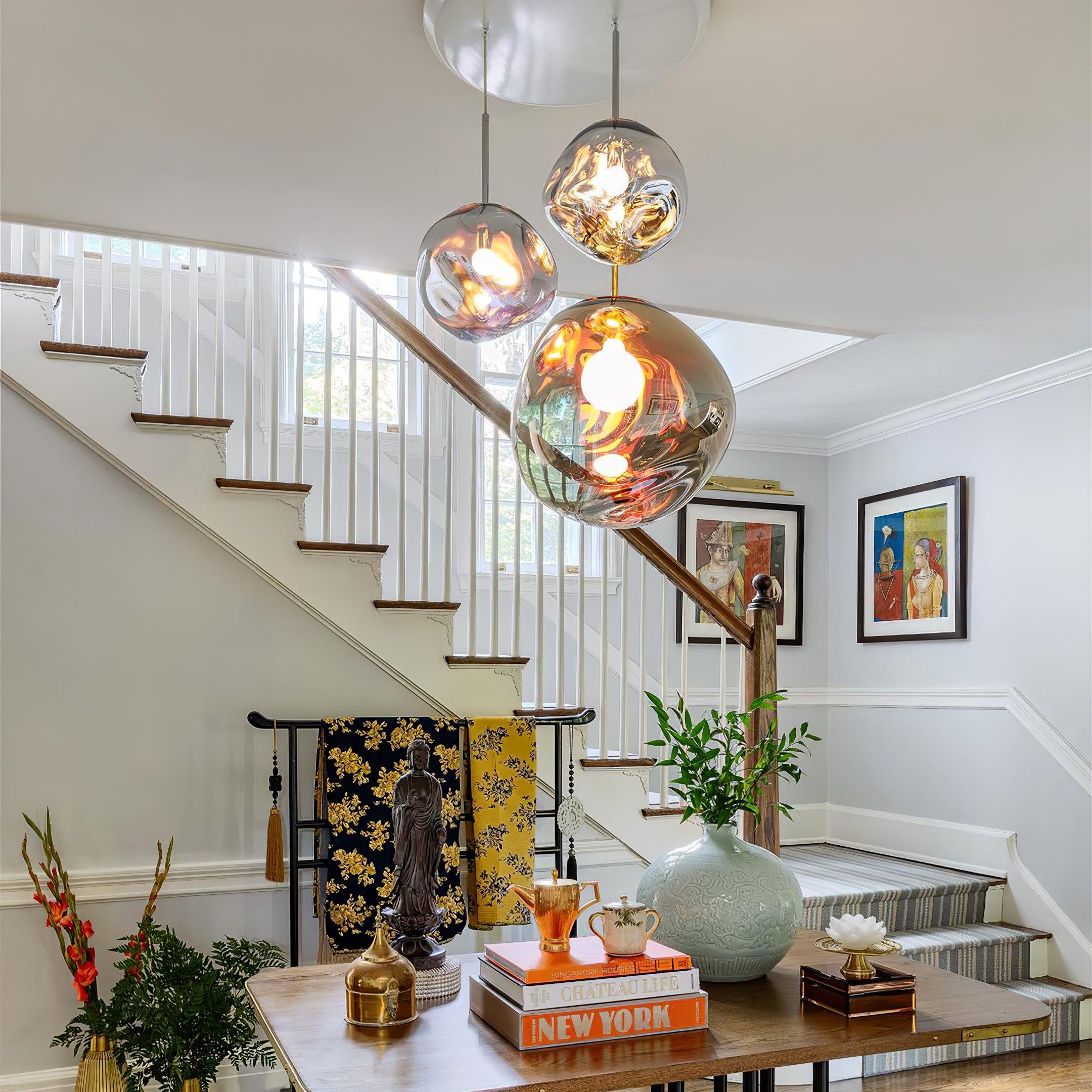 Pendant Lamp Metal 11 in Adjustable Ceiling Light Silver Gold Rose Gold Smoky Gray | Thomler