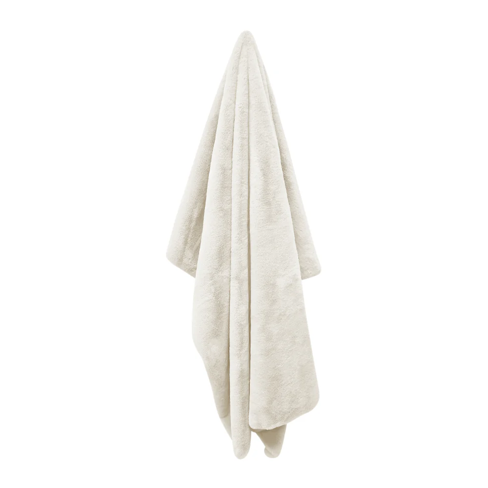 Ivory Faux Fur Throw Blanket – Plush Double-Sided Micro Mink & Shaggy Fur for Couch, Bed & Living Room | Thomler