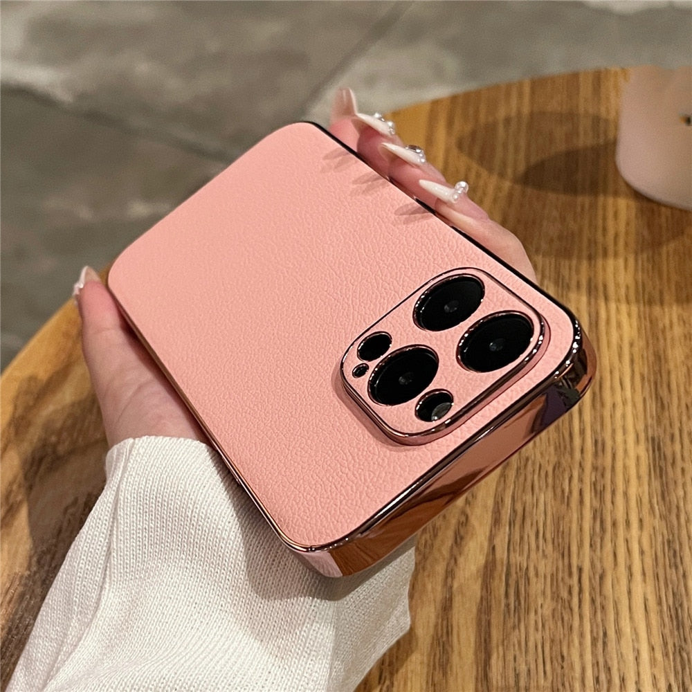 Premium Genuine Leather iPhone Case with Metal Frame Protection for 13-17 Series | Thomler