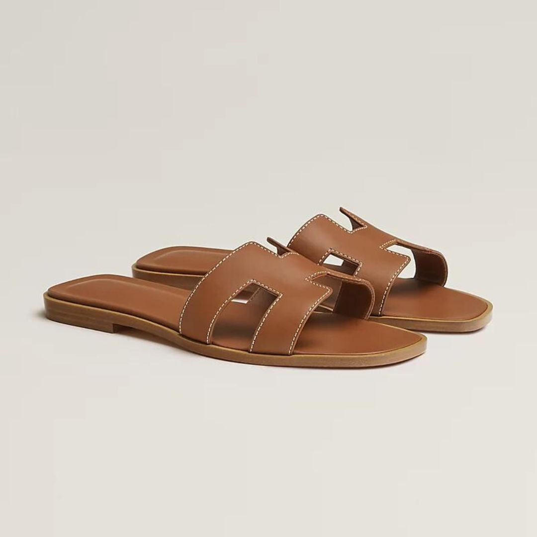 Women's Leather Flat Sandals White Adjustable Buckle Straps Cushioned Footbed Summer Open Toe Casual Walking for Dresses Jeans Skirts | Thomler
