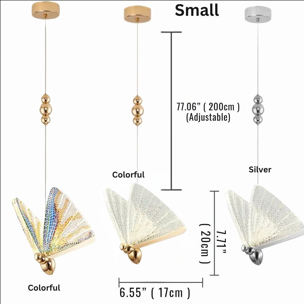 Pendant Light Glass Butterfly Shade 8.5 in LED Adjustable Bedroom Hanging Ceiling Lamp Decorative Colorful | Thomler