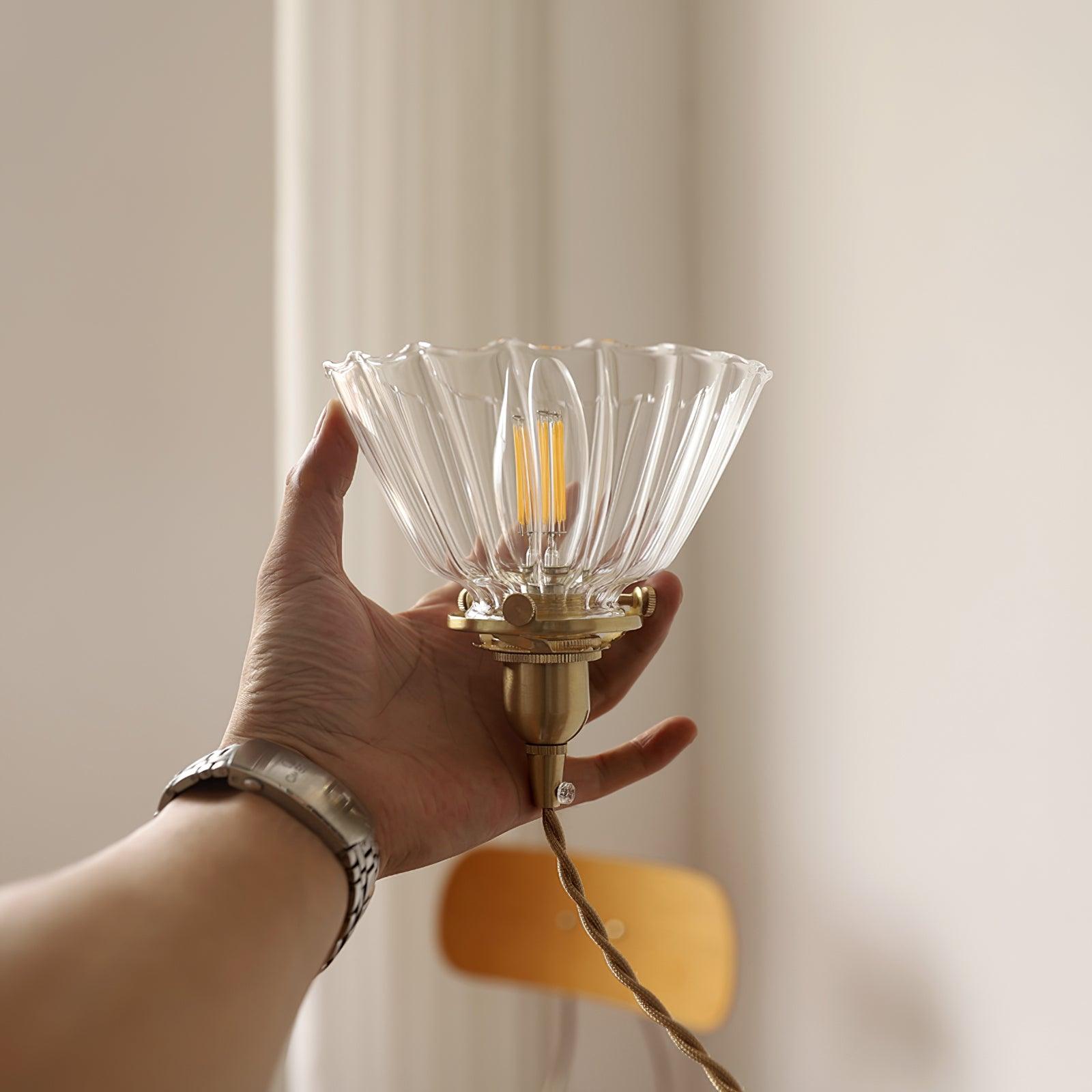 Pendant Light Brass Clear Glass Shade 5.5 in Kitchen Island Dining Hanging Adjustable Cord E26 Single Bulb Minimalist Ceiling Fixture | Thomler