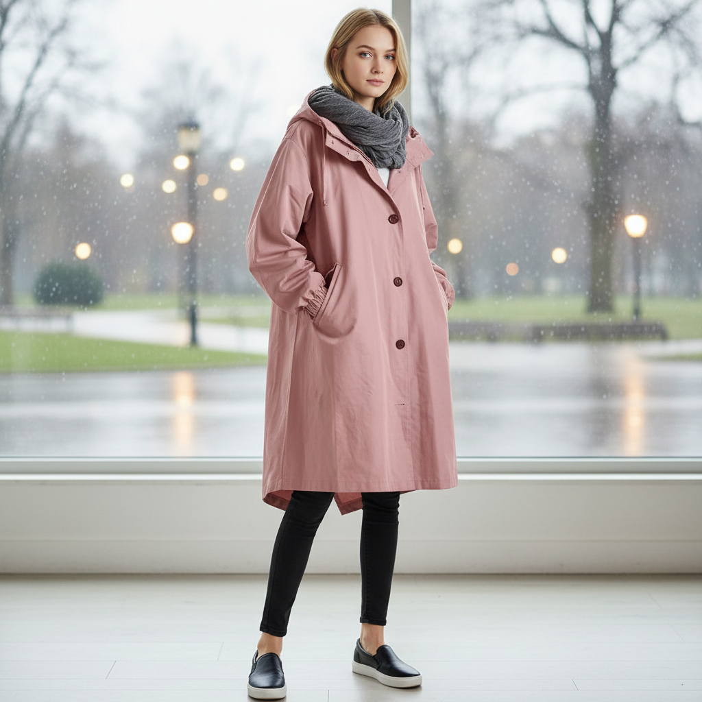 Packable Rain Jacket Women's Hooded Waterproof Windbreaker Oversized Lightweight Travel Coat Outdoor Athletic Layer | Thomler