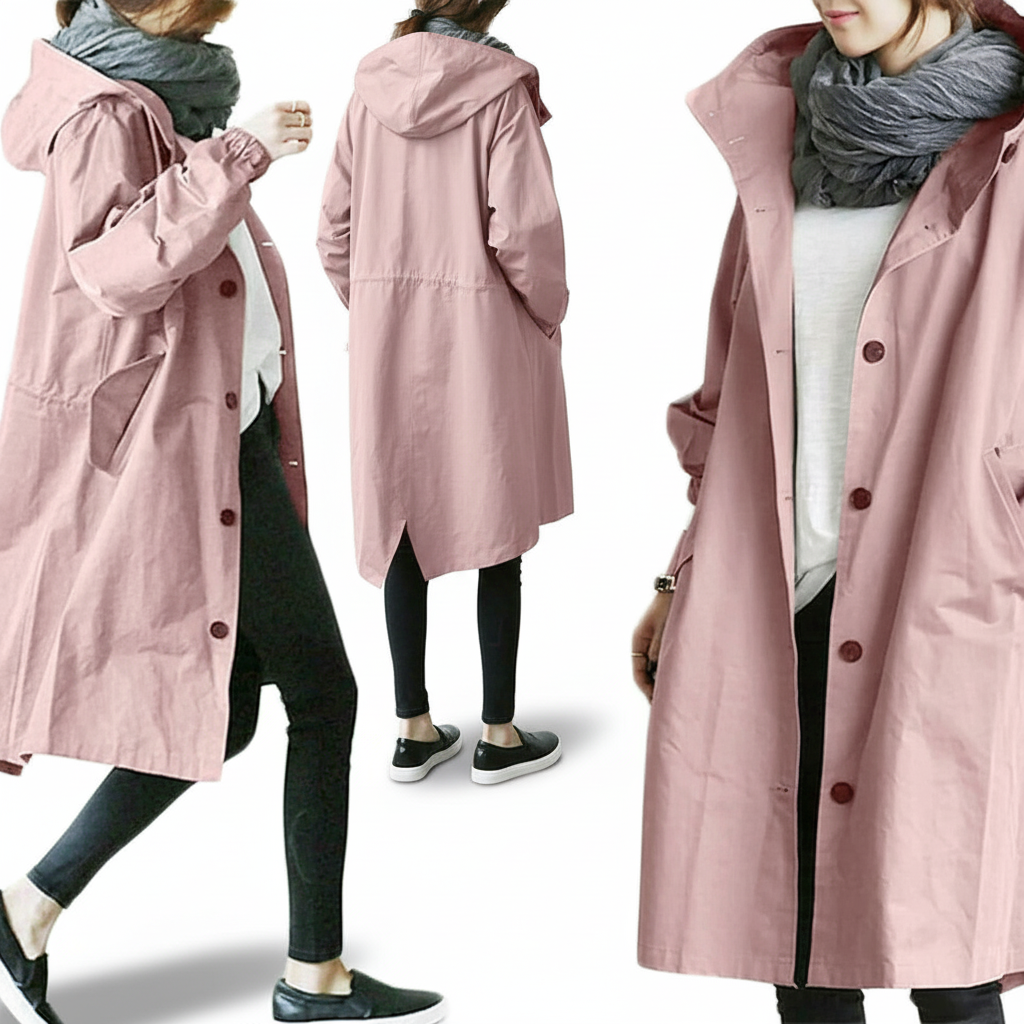 Packable Rain Jacket Women's Hooded Waterproof Windbreaker Oversized Lightweight Travel Coat Outdoor Athletic Layer | Thomler