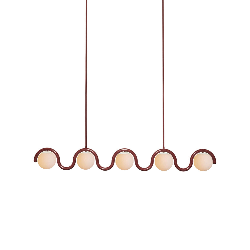 Modern Linear Chandelier with Curved Metal Frame & Glass Sphere – Art Nouveau Pendant Light for Dining Room | Thomler