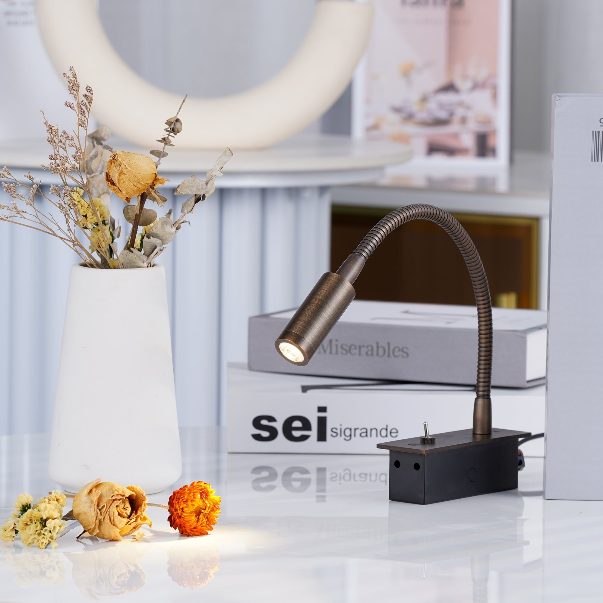 Wall Lamp Aluminum 13.8 in Adjustable LED Indoor Reading Light Black Brushed Bronze Sand Nickel | Thomler
