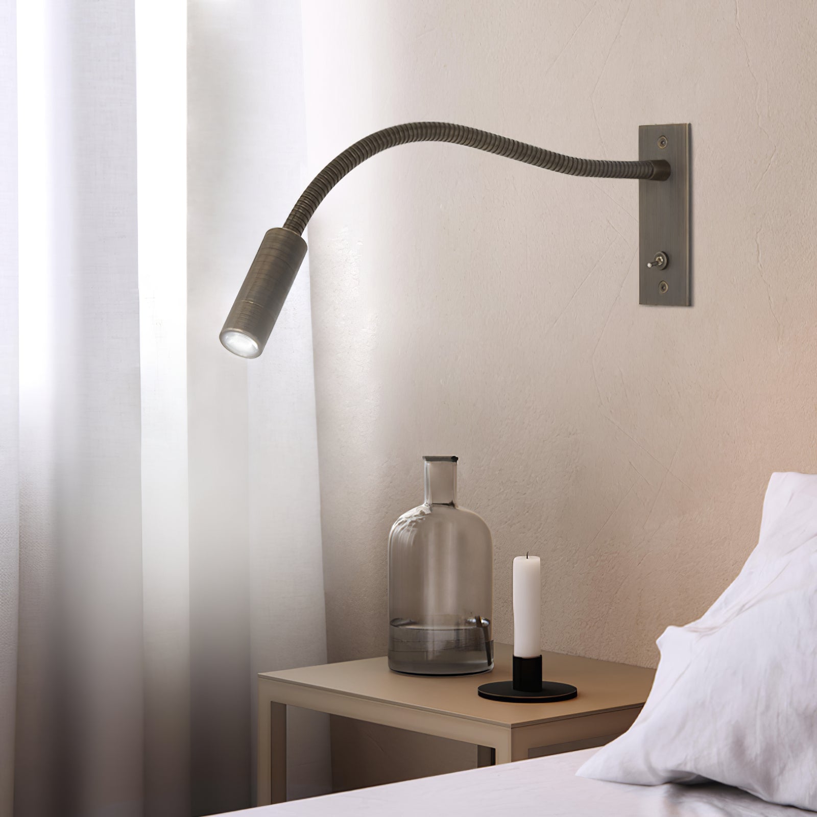 Wall Lamp Aluminum 13.8 in Adjustable LED Indoor Reading Light Black Brushed Bronze Sand Nickel | Thomler