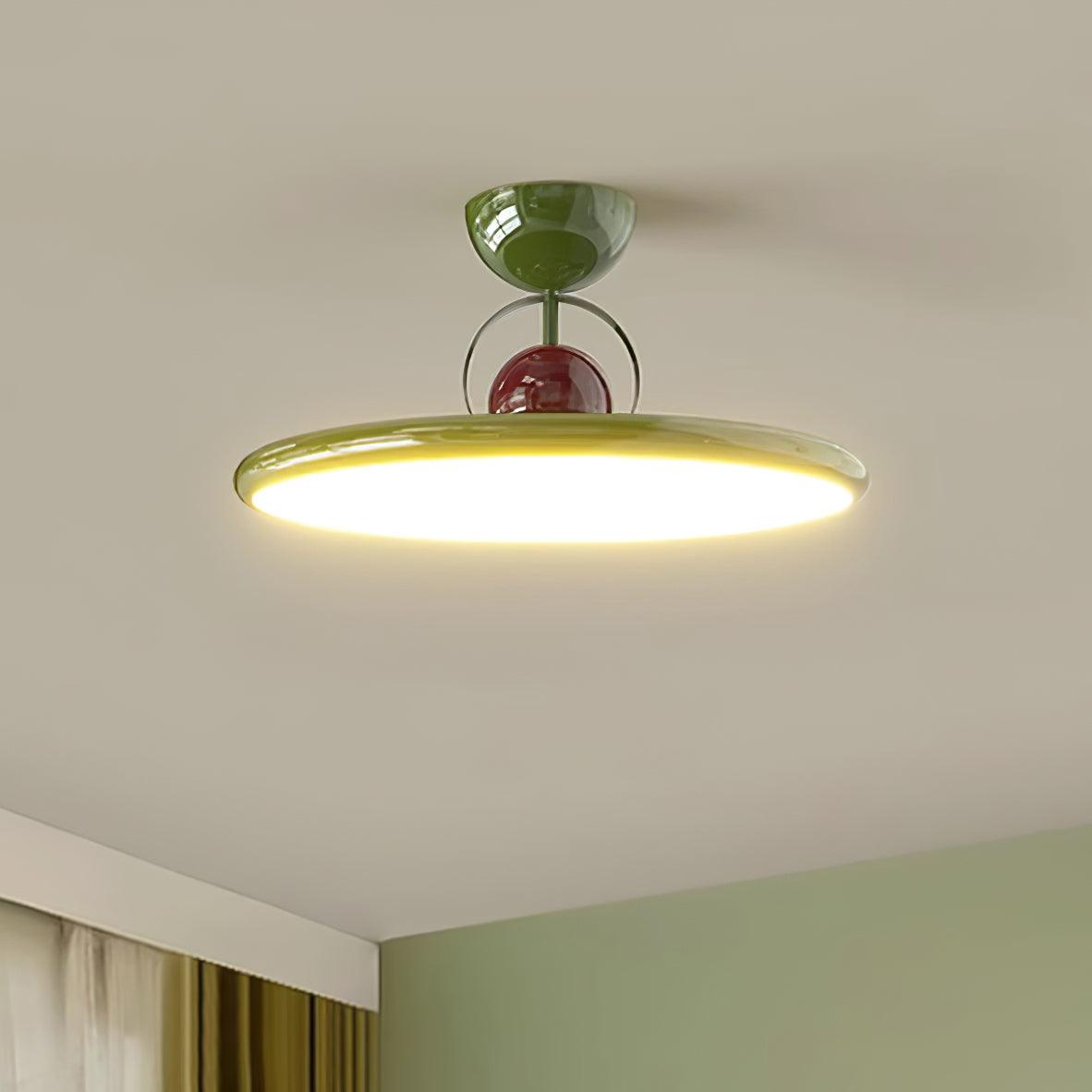 Ceiling Lamp Metal Integrated LED 15.7 in 9.4 in Chrome Green Beige Indoor Lighting Modern Home Dining Room Kitchen Fixture | Thomler
