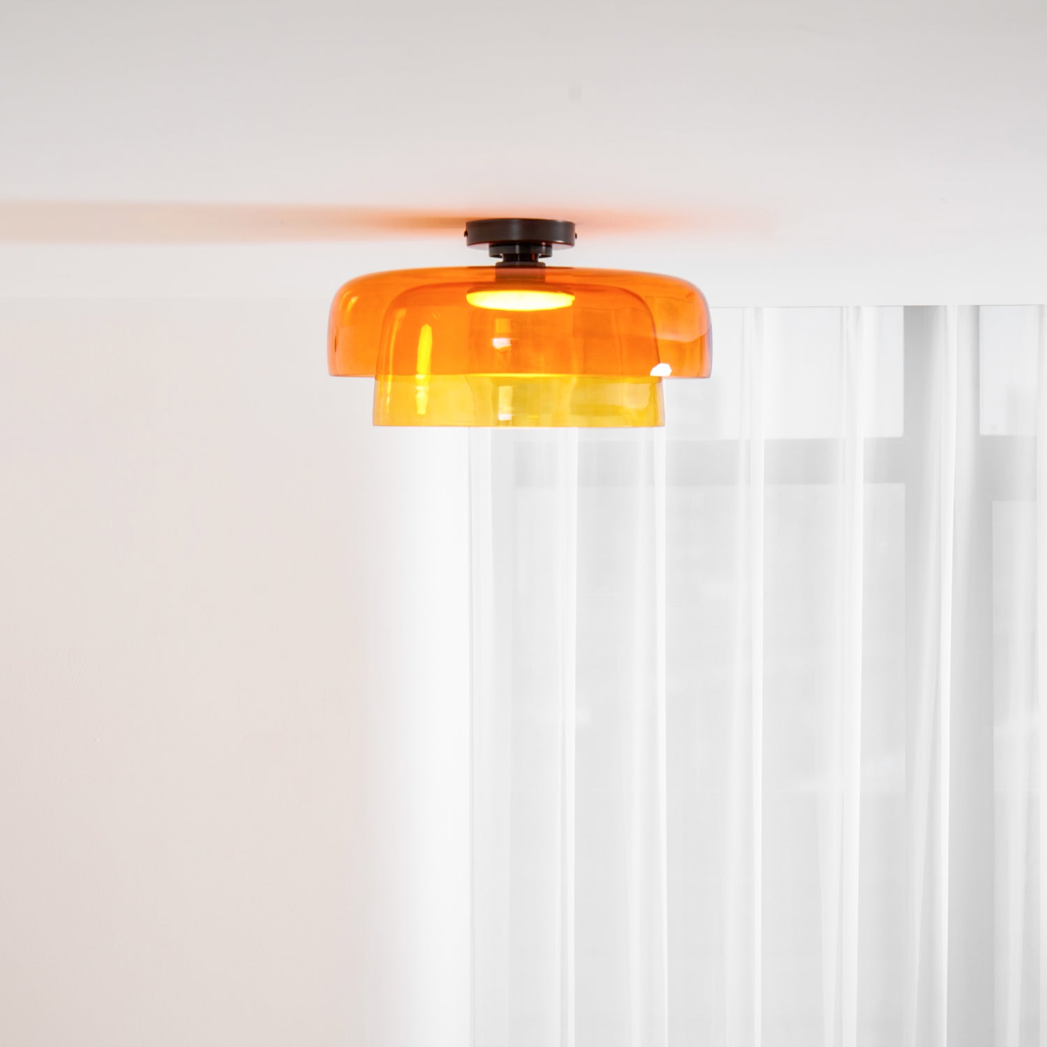 Ceiling Light Glass Metal 16.5 in Layered LED Indoor Living Room Bedroom Flush Mount Fixture | Thomler